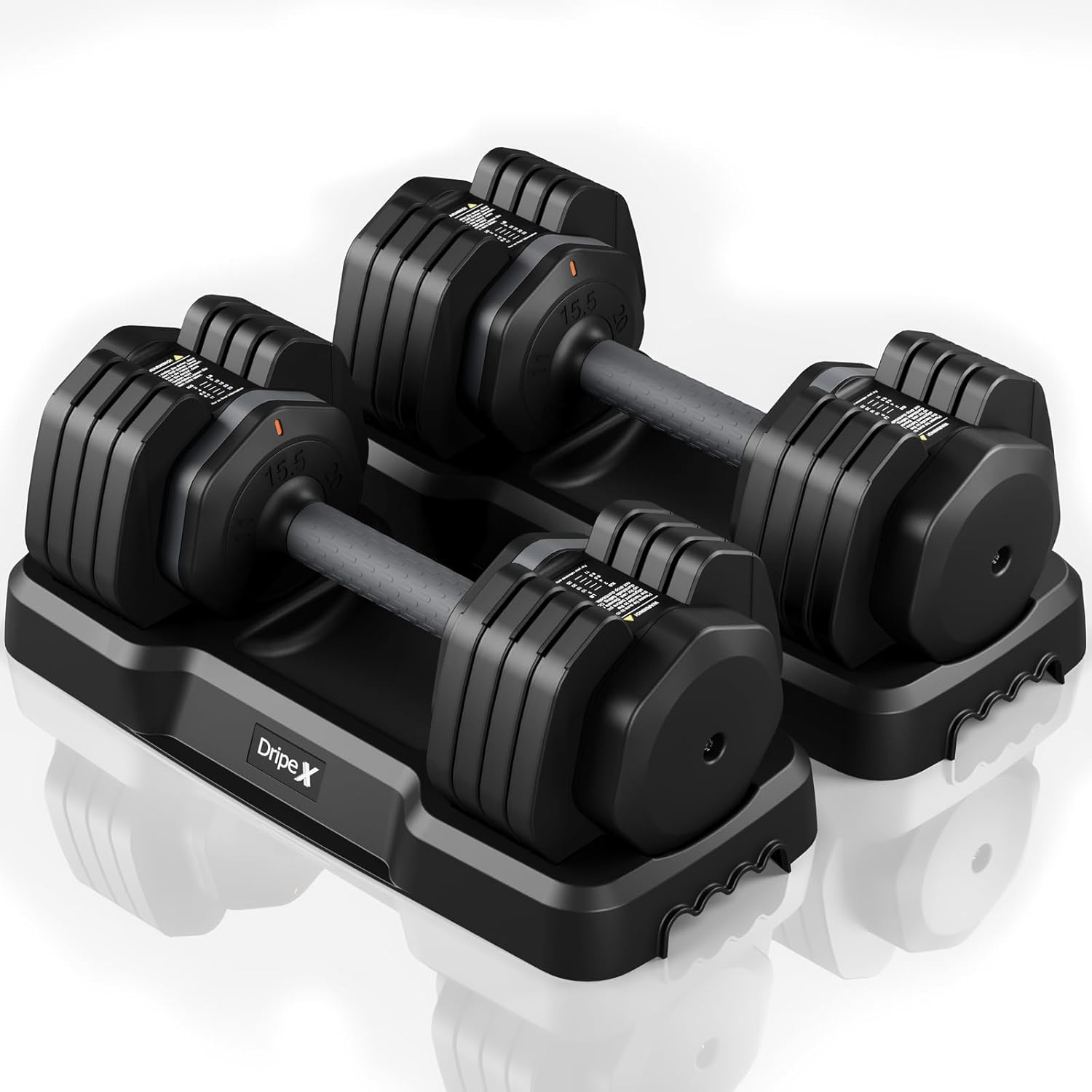 Dripex Manubri regolabili: set con impugnatura antiscivolo e vassoio, 24.5 kg per braccio