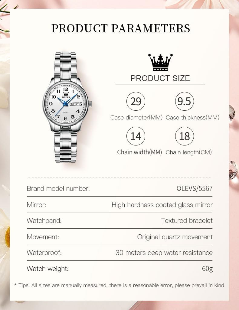 Detalle 2 de OLEVS Montre Femme Facile à lire 30m