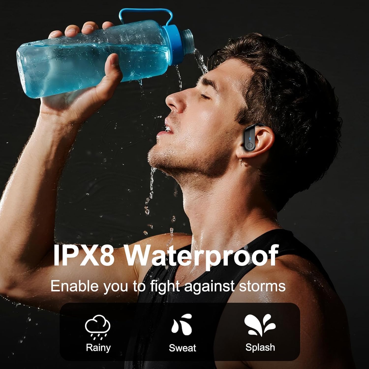 Thumbnail 3 de Écouteurs Bluetooth sport sans fil IPX8 (Bluetooth 5.4) avec ENC et jusqu’à 70 h — Noir