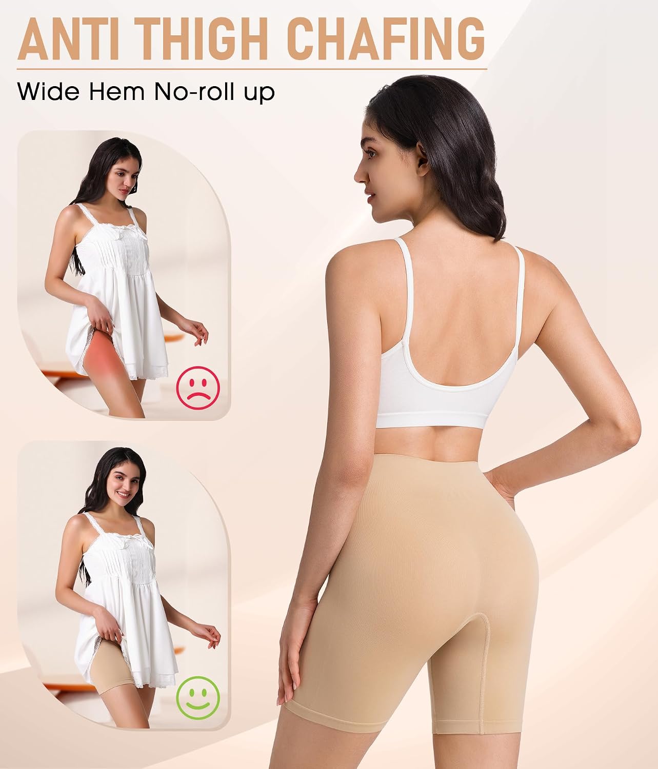 Detalle de Yeblues 4 Pack Slip Shorts: Seamless Anti-Chafing Under Dress Comfort