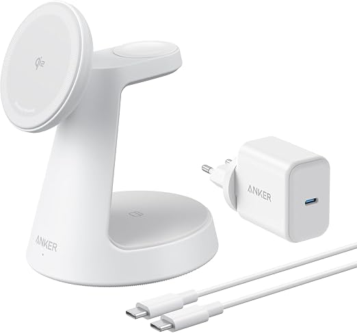 Detalle de Anker MagGo: Cargador Magnético 15W 3 en 1 para Apple ⚡