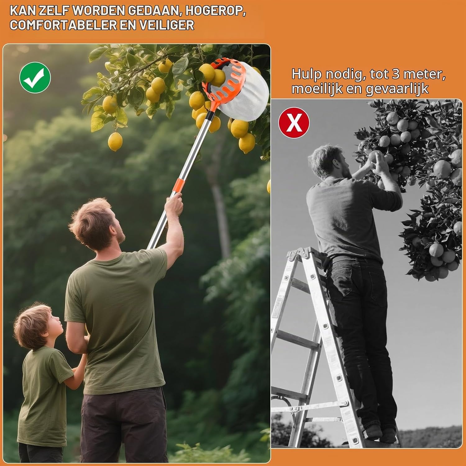 Thumbnail 6 de InemzTal Apple Picker appelplukker met telescoopsteel tot 4,2 m