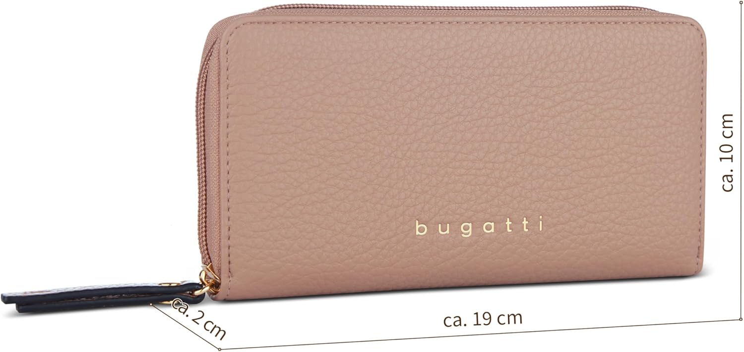 Thumbnail 1 de bugatti Elina Damenbörse lang mit Reißverschluss – langer Geldbeutel aus Kunstleder in Alt-Rosa