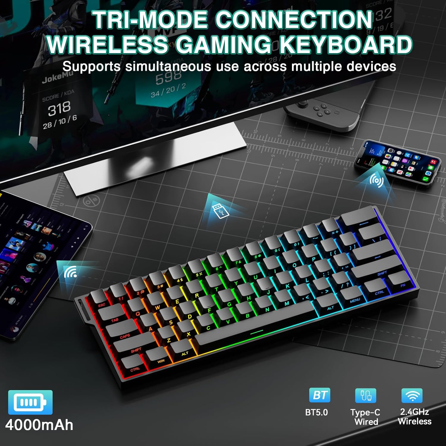 Thumbnail 2 de AULA MINI60 HE PRO Wireless Gaming Keyboard 60%: Hall Effect, 8000Hz, Tri-Mode