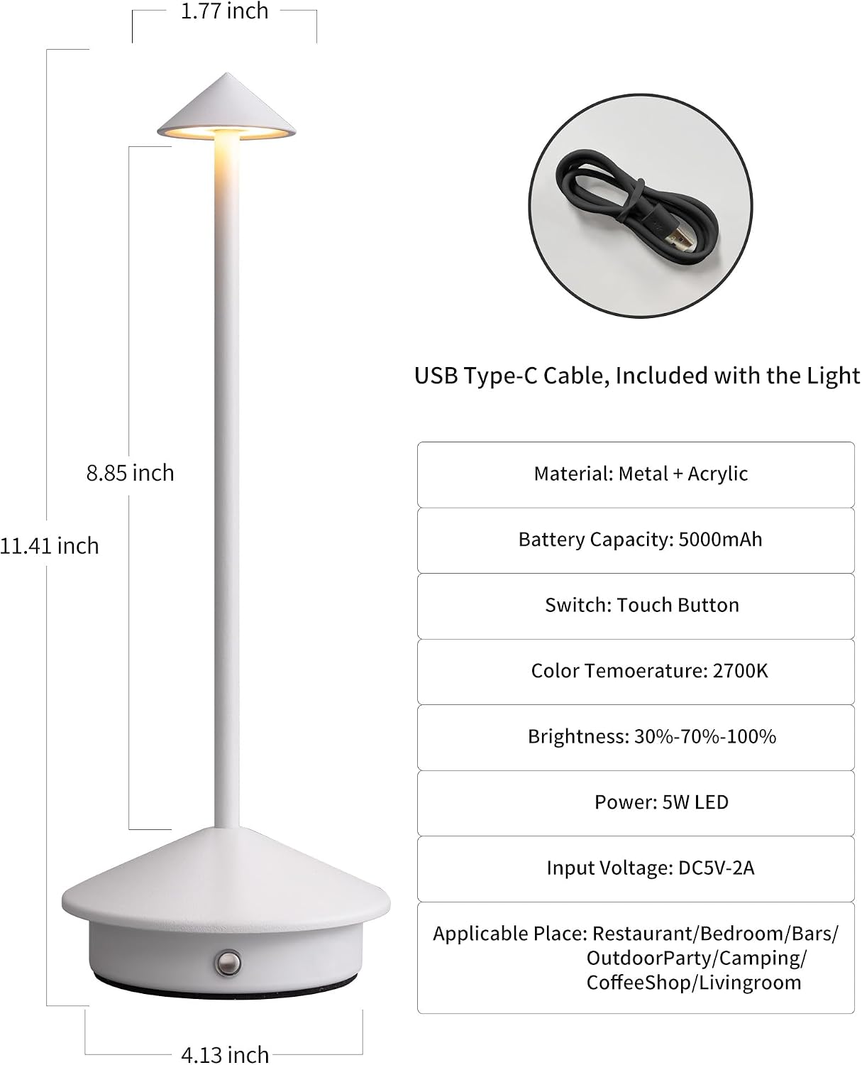 Detalle 1 de NEWSEE Cordless Table Lamp Set, 5000mAh