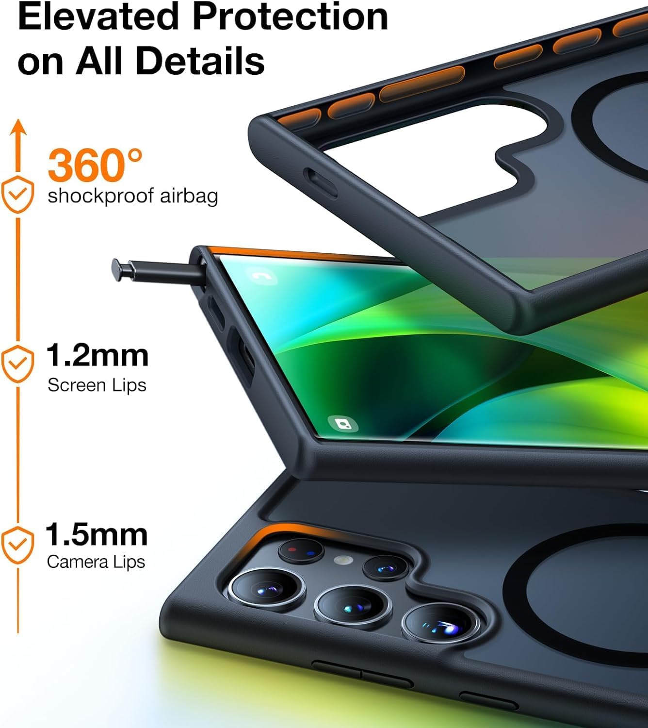 Detalle de TORRAS Magnetic Shockproof Case for Samsung Galaxy S23 Ultra, MagSafe Compatible