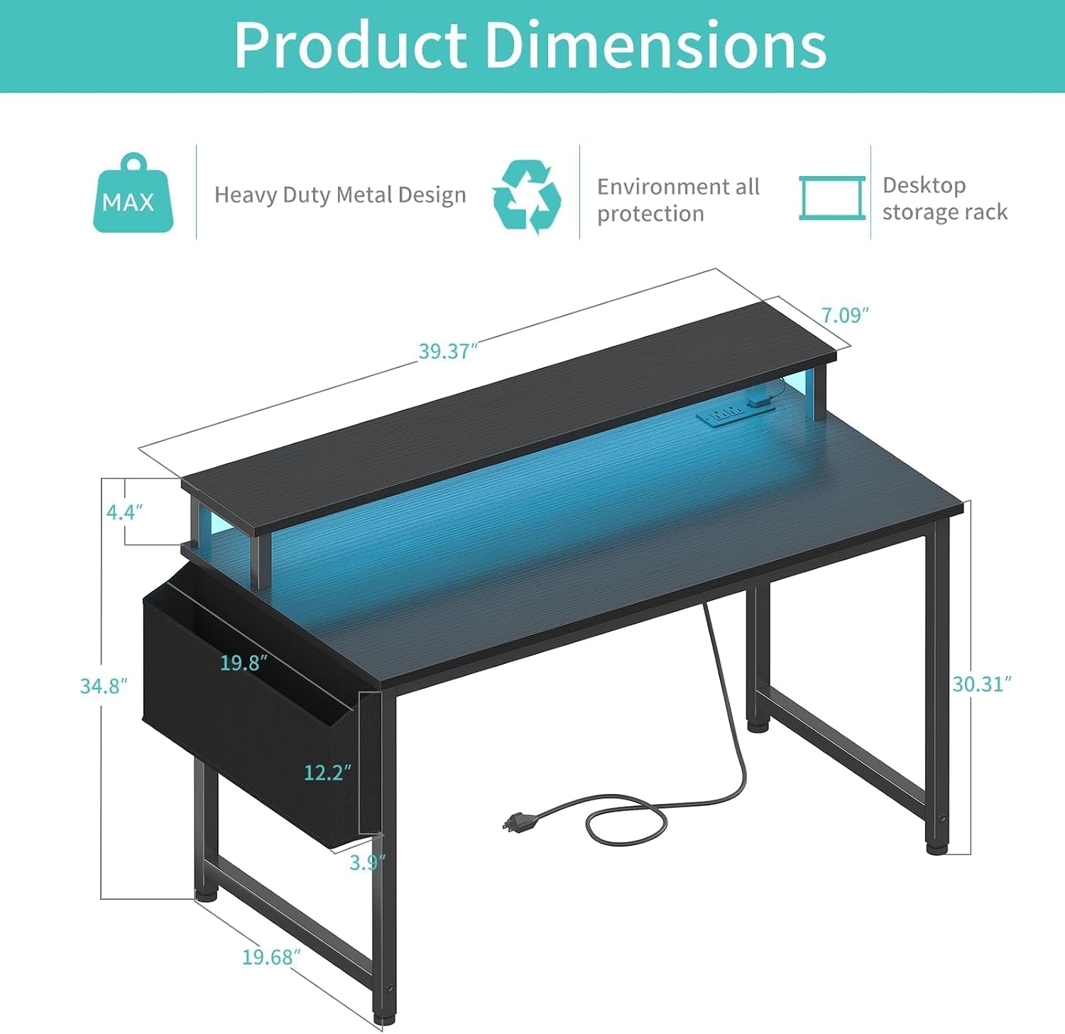 Detalle de Lufeiya Gaming Desk, 40-Inch