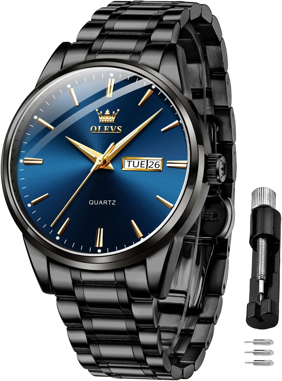 Thumbnail 6 de OLEVS Quarzuhr Gold Schwarz 40 mm Herrenarmbanduhr