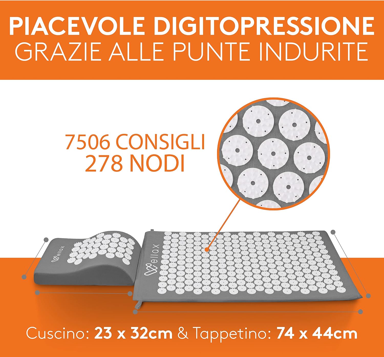 Thumbnail 1 de Wellax tappetino per agopressione con cuscino: set completo per rilassare tensioni e stimolare la circolazione