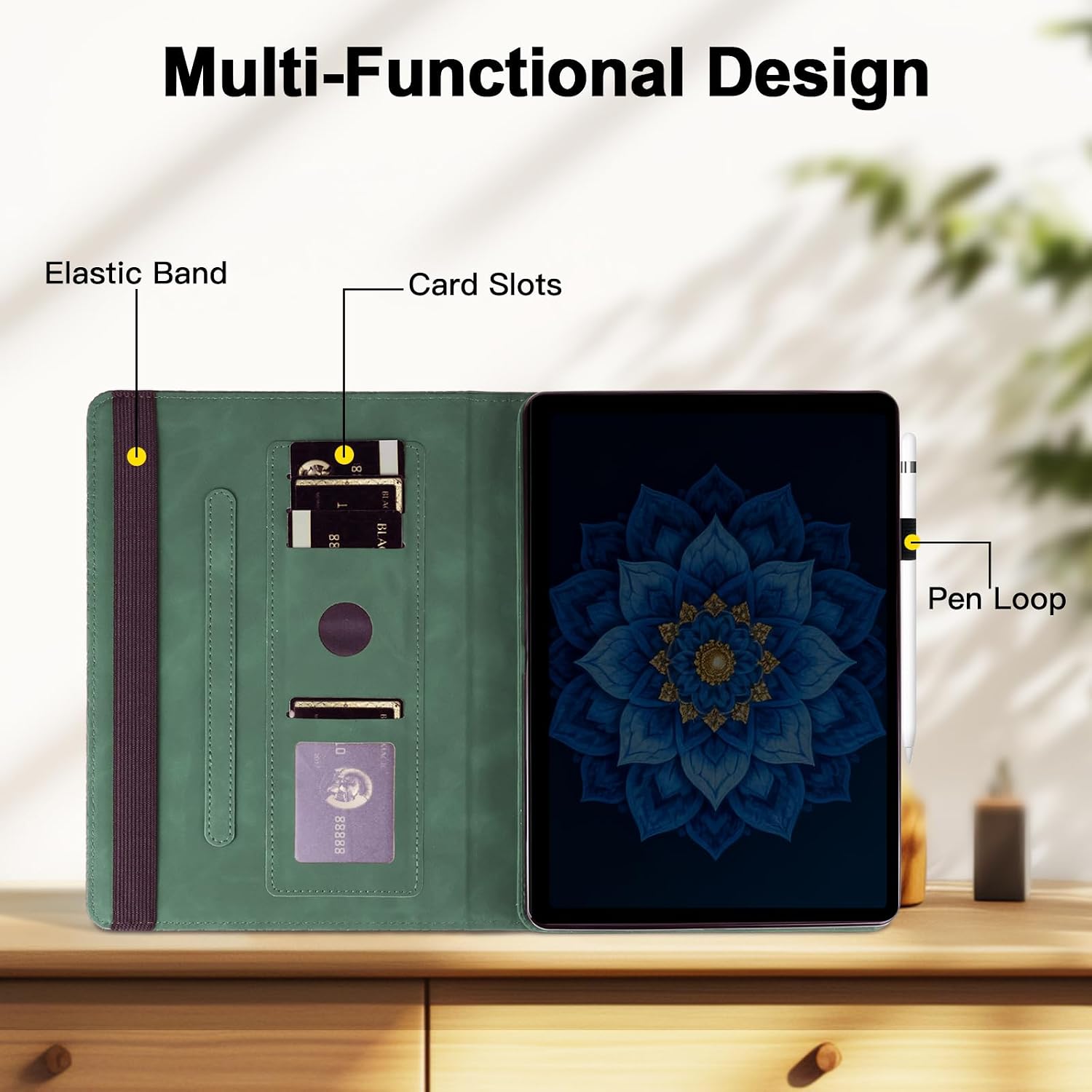 Detalle de Laddutoi Hülle für Samsung Galaxy Tab A11 2025 / A9 2023 8.7" – 360° Klapphülle aus PU Leder in Grün