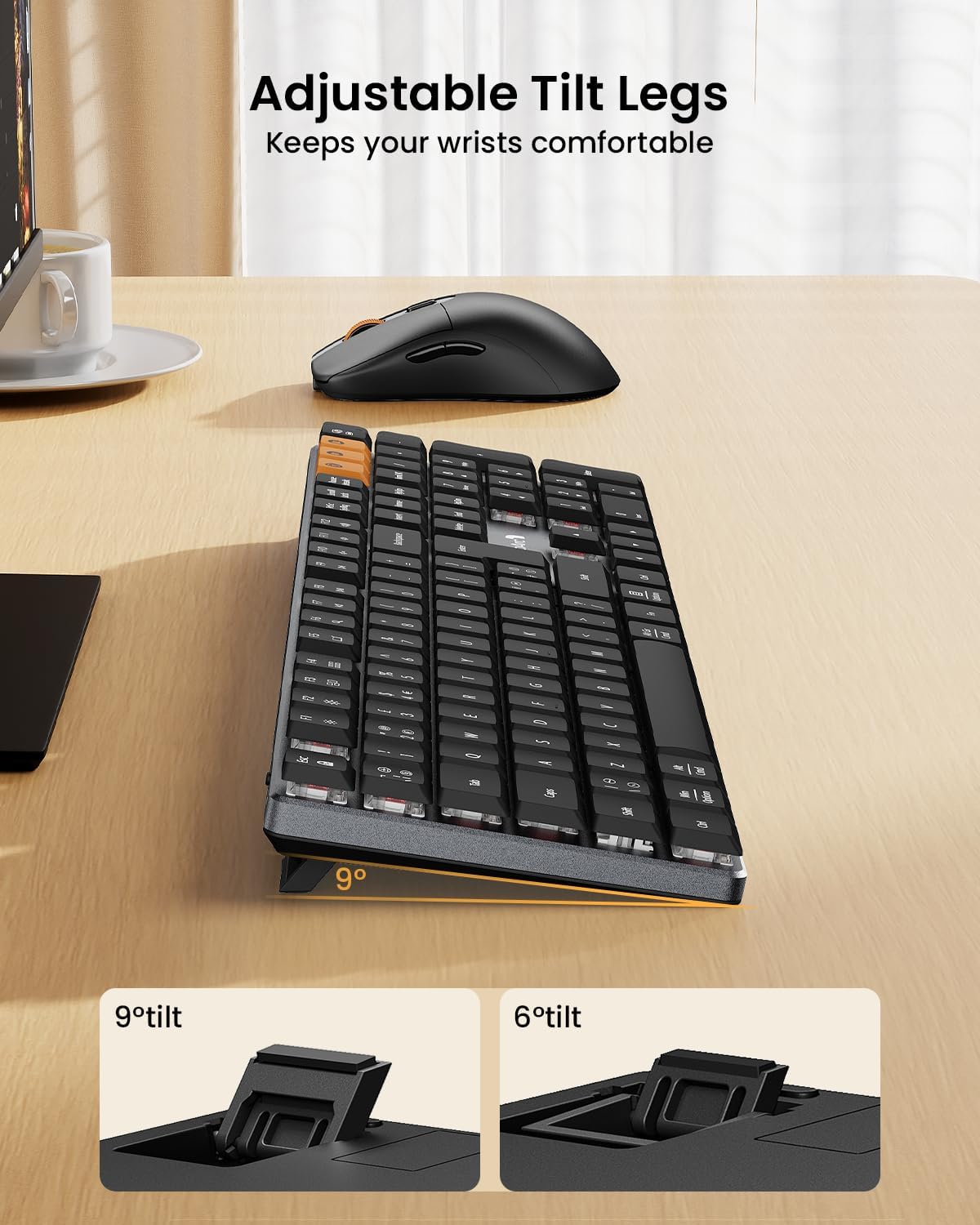 Thumbnail 3 de ProtoArc KM310 Wireless Mechanical Keyboard and Mouse (QWERTY UK, Red Switches) – 2.4G + Dual Bluetooth