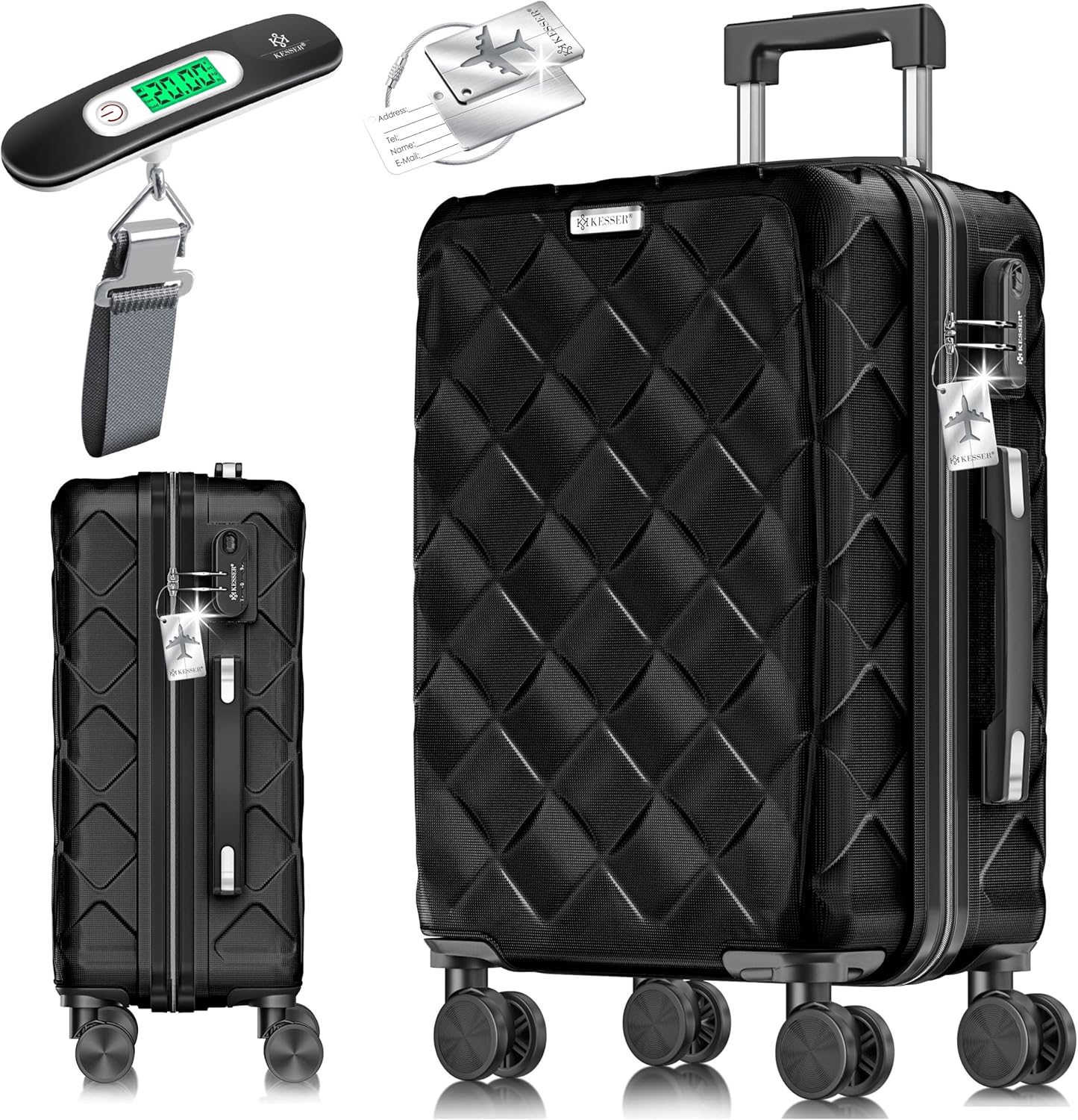 Detalle de KESSER Reisekoffer 84L – ABS Hartschale, 360° Rollen, Zahlenschloss & integrierte Extras