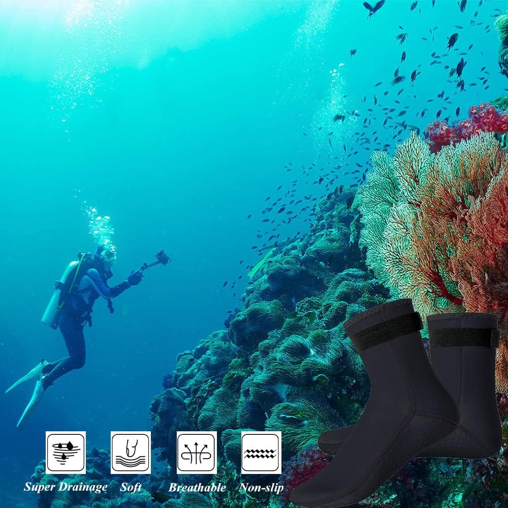 Detalle 2 de YDQUANI 3mm neoprene wetsuit socks with anti-slip grip (thermal diving & snorkelling socks)