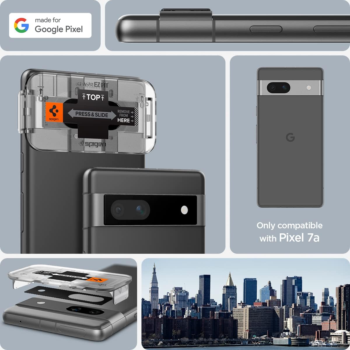 Thumbnail 1 de Spigen Glas.tR EZ Fit pour Google Pixel 7a : protection caméra arrière en verre trempé (2 pièces)