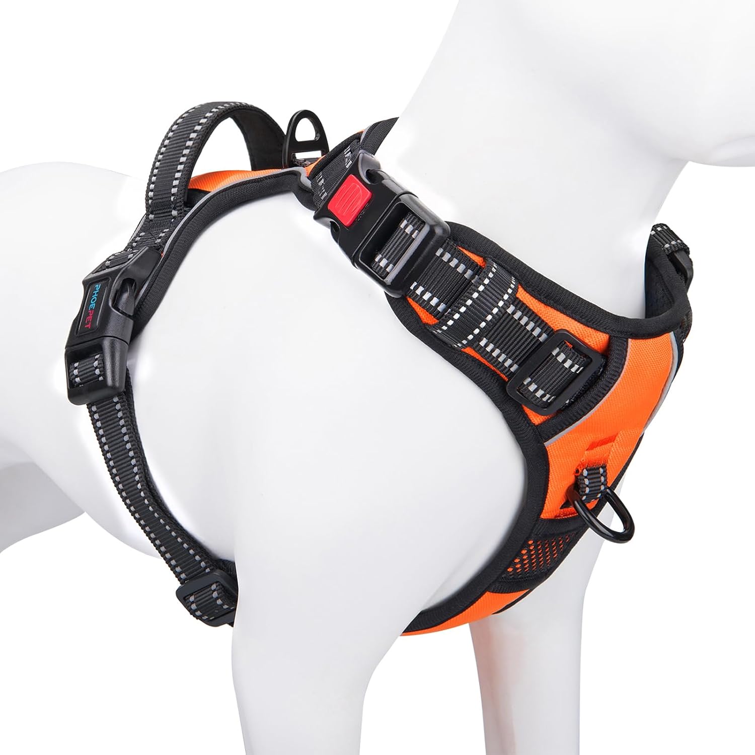 Detalle de PHOEPET No Pull Dog Harness: Adjustable Vest with Front & Back D-Rings, Reflective Strips and Emergency Handle