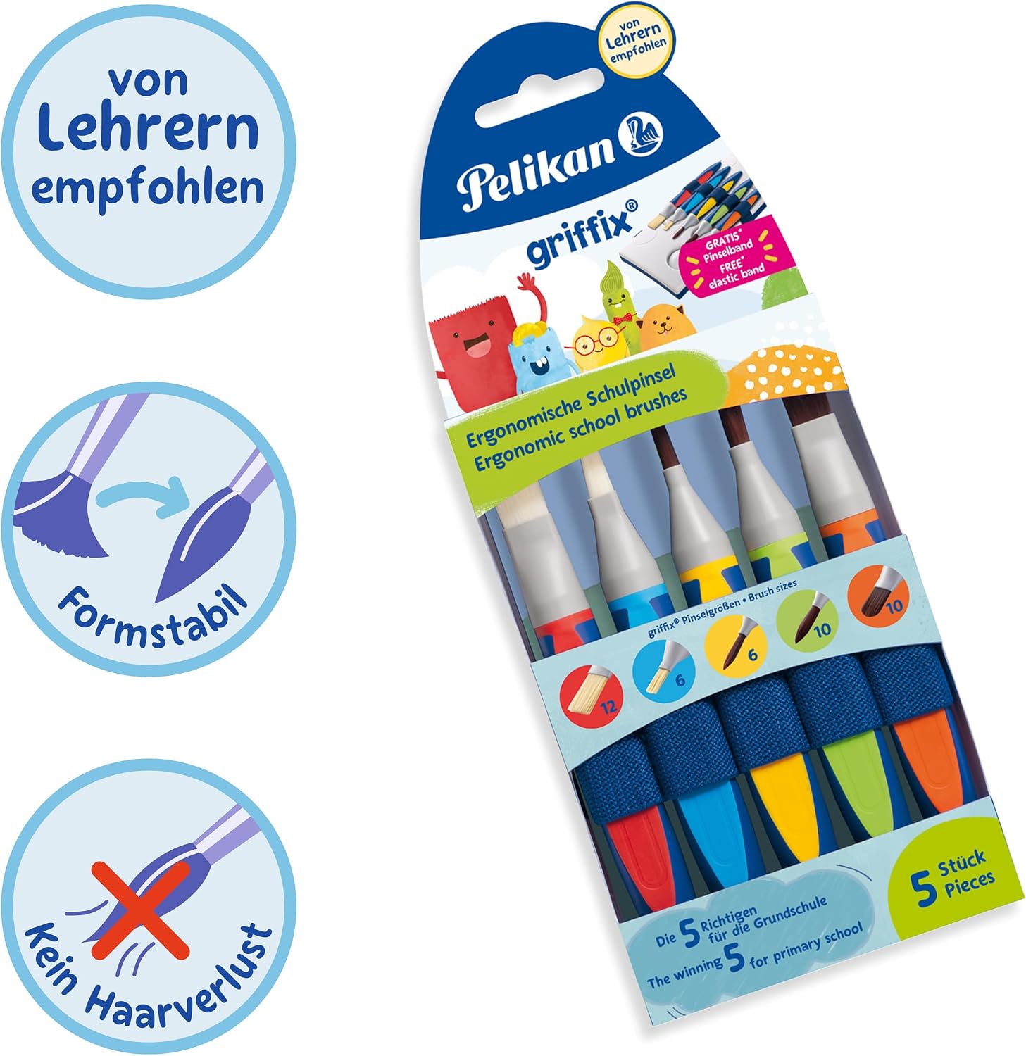 Thumbnail 3 de Pelikan griffix 5er Pinsel-Set – ergonomische Grundschulepinsel mit 5 Varietäten