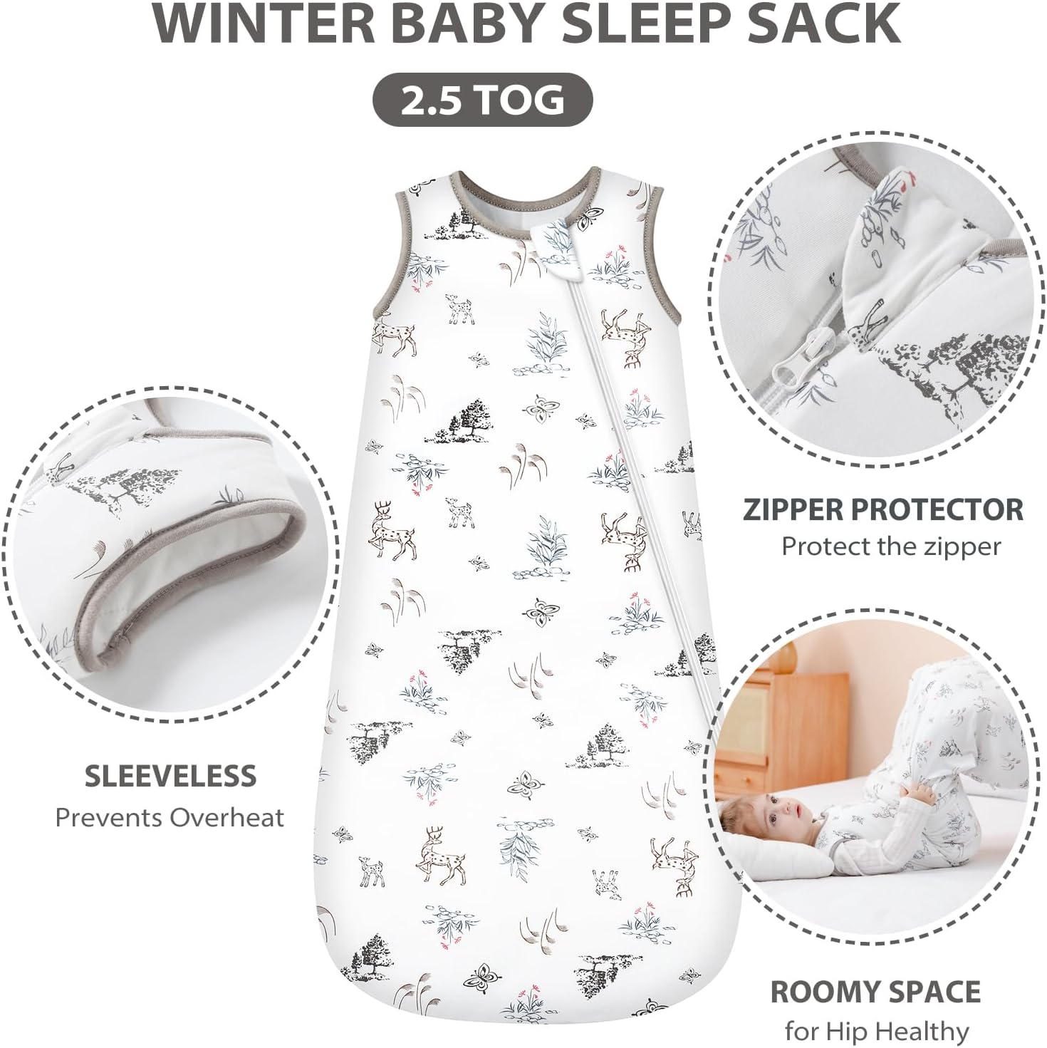 Thumbnail 2 de Mosebears Baby Sleeping Bag 2.5 Tog (bamboo), Forest – toddler wearable sleeping bag for 6–18 months