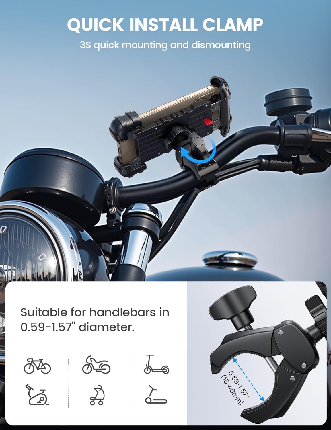 Thumbnail 3 de Lamicall Bike Phone Holder Mount — Lockable & Rotating