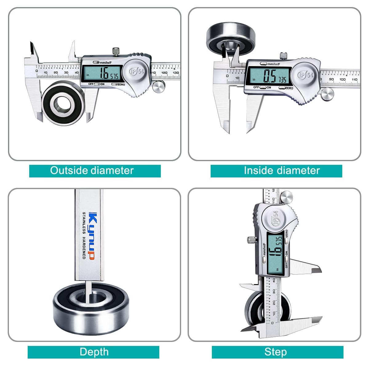 Thumbnail 3 de Kynup Digital Caliper (6 Inch) with Large LCD, IP54 Splash Proof, Inch/Metric Fraction Switch