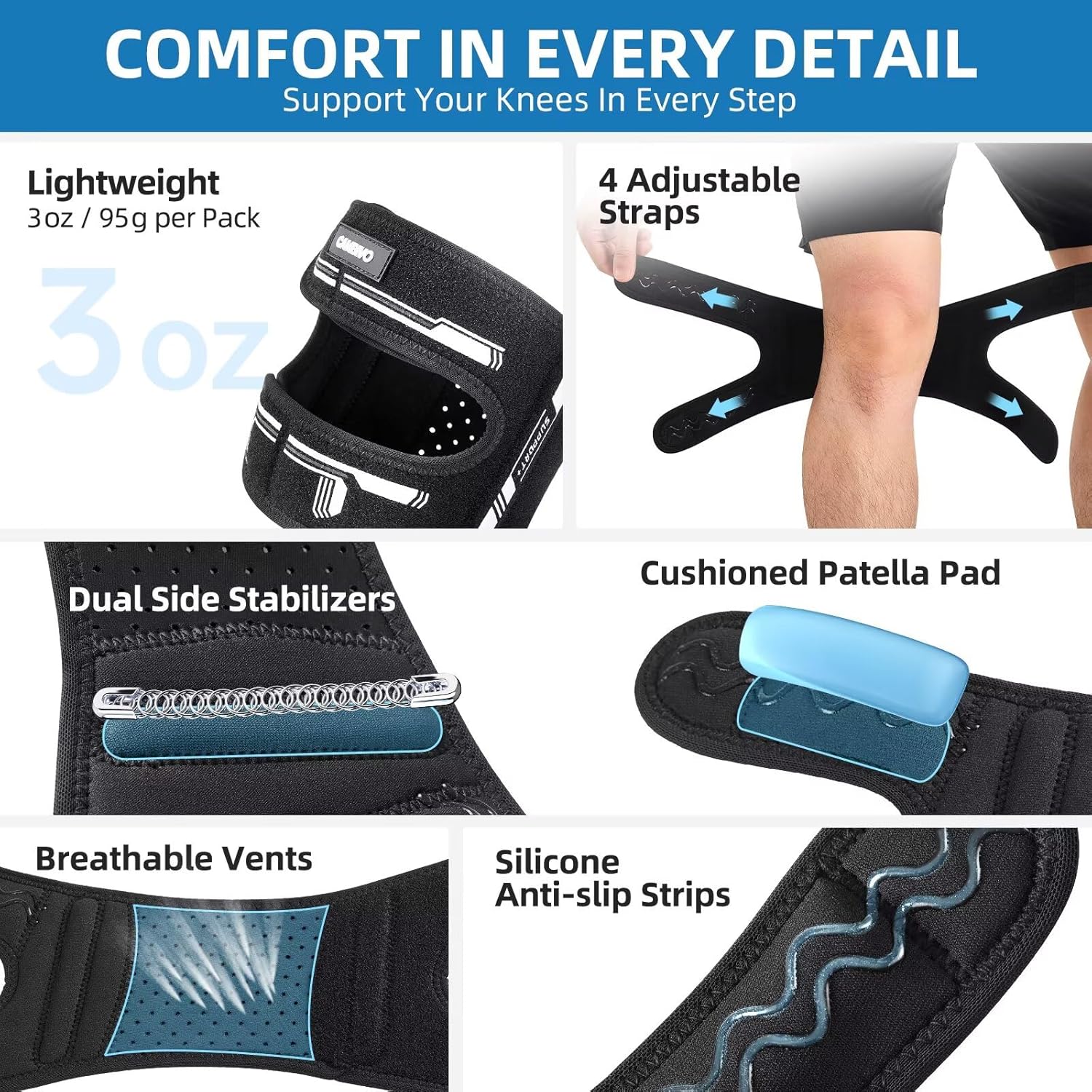 Thumbnail 4 de CAMBIVO Patella Tendon Knee Strap with Springs