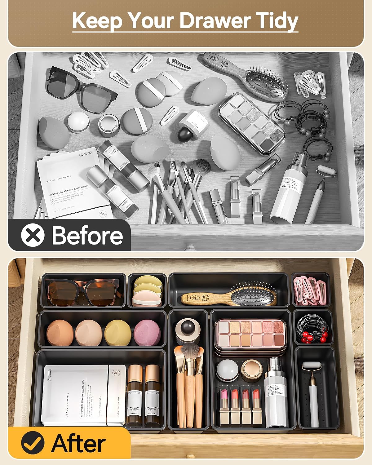 Detalle de KEMETHY Drawer Organizer Bins, 4 Sizes