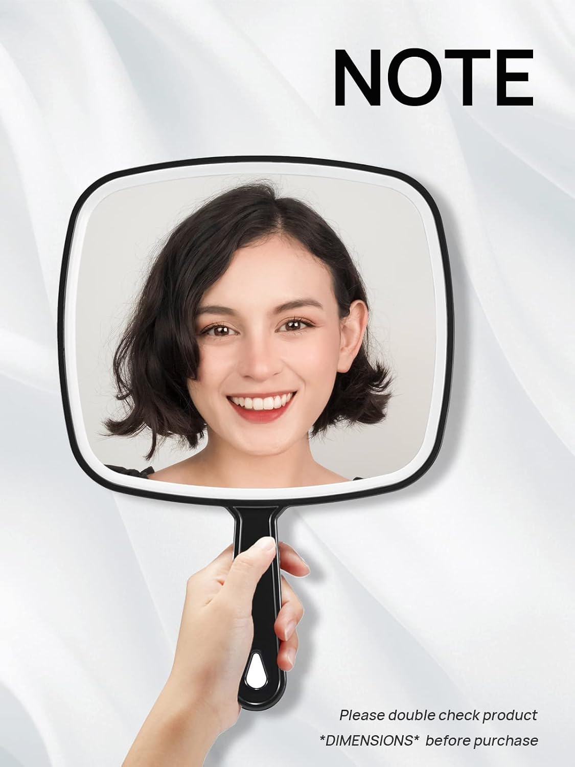 Detalle de OMIRO OMIRO013 Extra-Large Hand Mirror, Black 1x Mirror with Handle