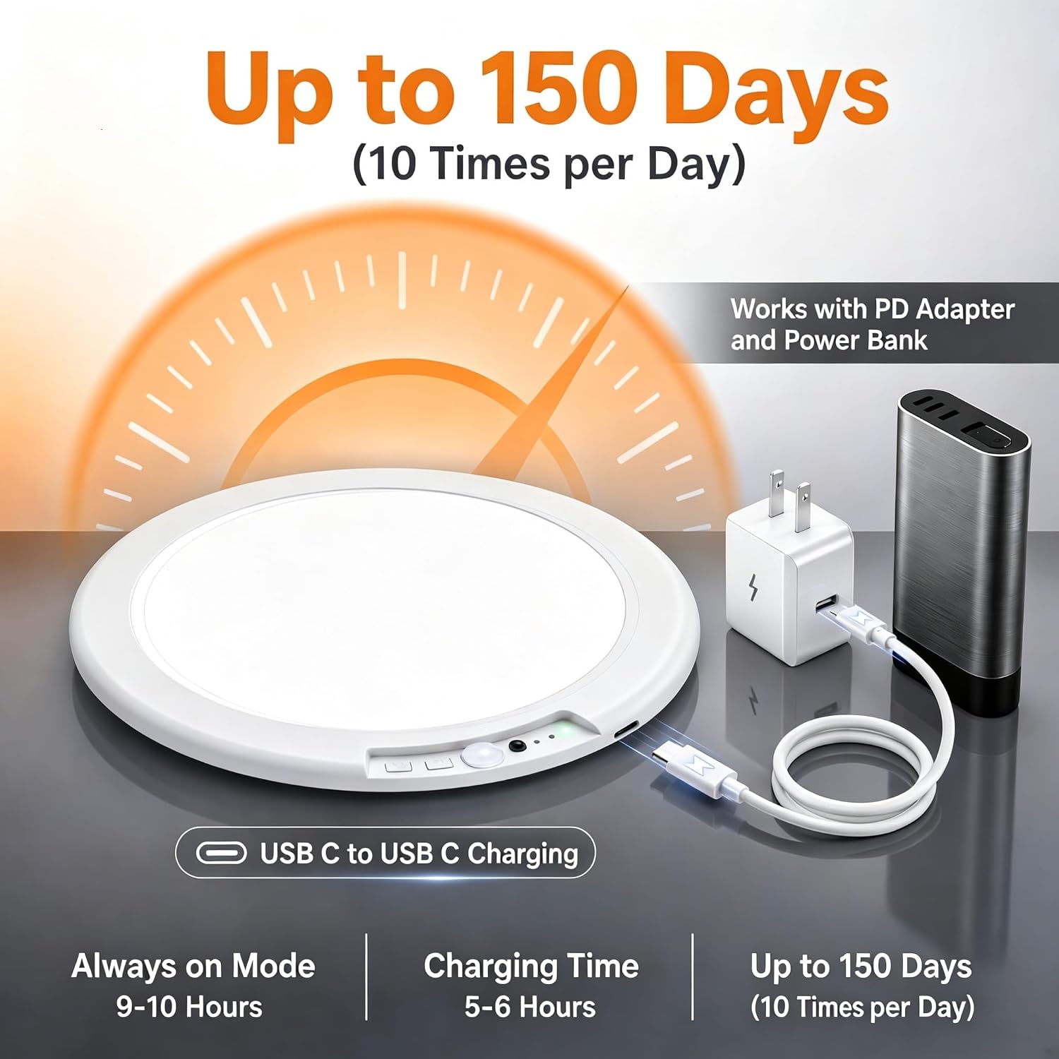 Thumbnail 1 de ODEETRONIC Rechargeable Motion Sensor LED Ceiling Light with Remote