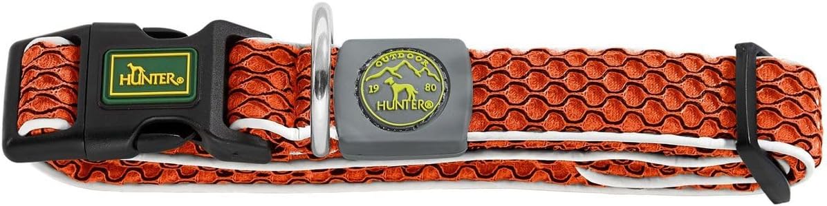 Detalle de HUNTER Hilo Vario Basic hundhalsband, S–M, orange 3D-nät, 30–43 cm