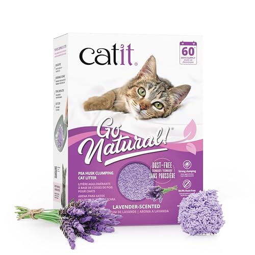Detalle de Catit Go Natural Katzenstreu Lavendel – klumpend, 5,6 kg, staubfrei 99,9% und Lavendelduft