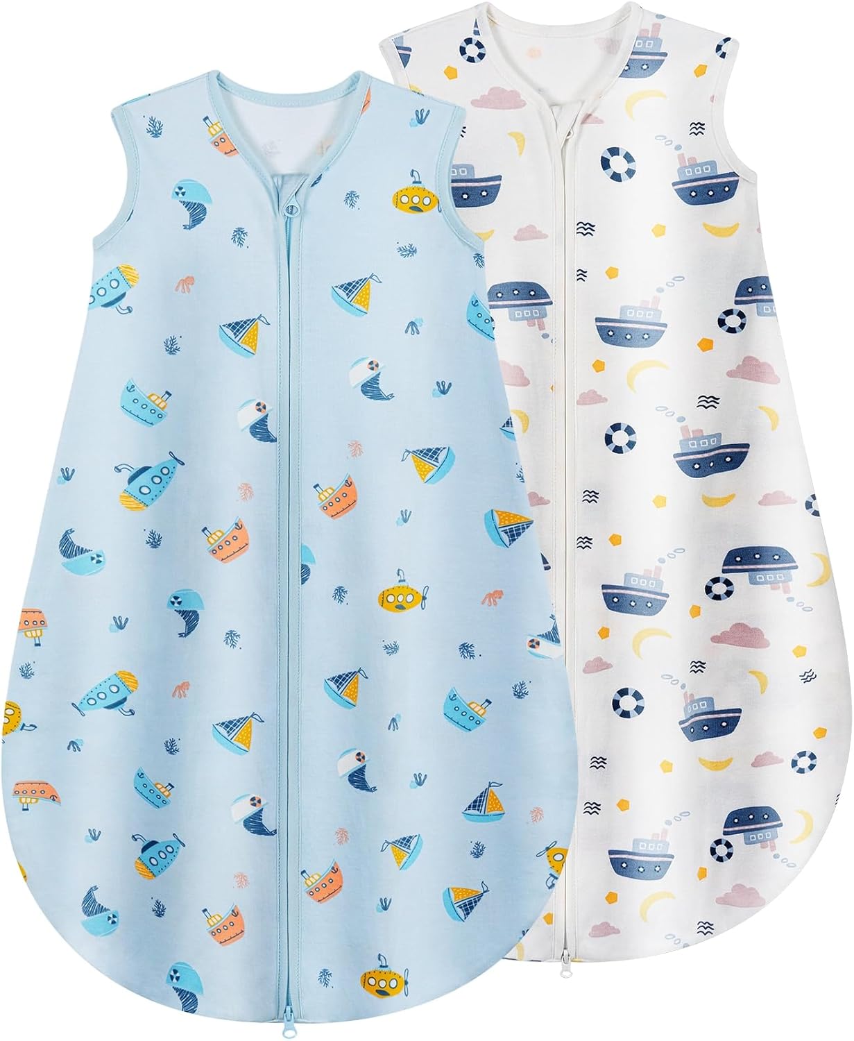 Detalle de Yukkidds Baby Sleeping Bag 0.5 Tog – 100% Cotton, Lightweight Summer Sleep Sack (2-Pack, Blue) for 0–12 Months