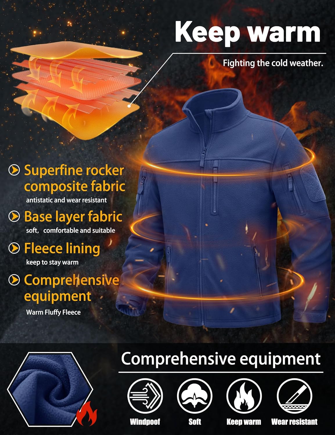 Detalle de TACVASEN Veste polaire homme chaude