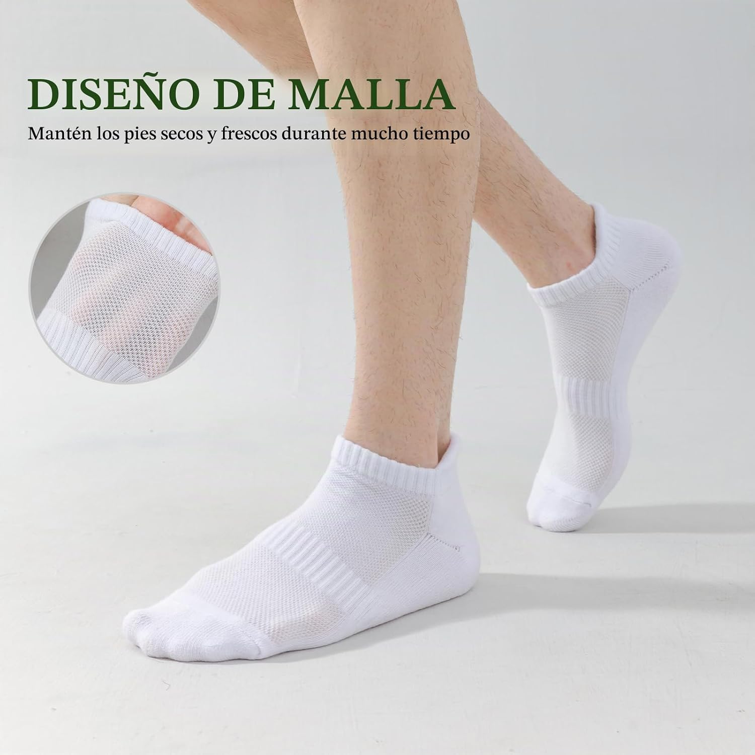 Detalle de Wamicu 10 Pares Calcetines Tobilleros Hombre – Algodón Transpirable para Verano (Talla 43-46)