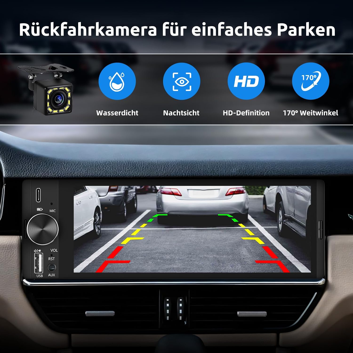 Thumbnail 6 de ESSGOO 6,36 Zoll 1-DIN Autoradio mit Wireless CarPlay und Android Auto