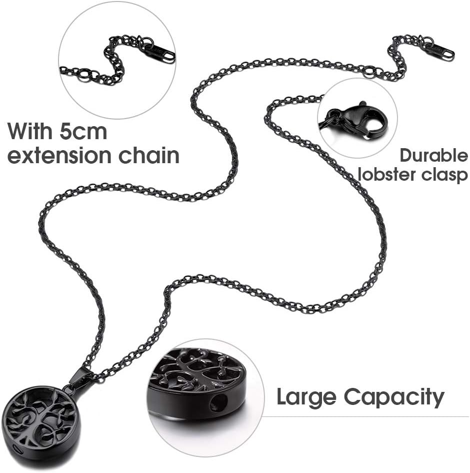 Thumbnail 1 de PROSTEEL Collier urne avec pendentif Arbre de vie (acier inox 316L) personnalisable, chaîne 50 cm ou 55 cm