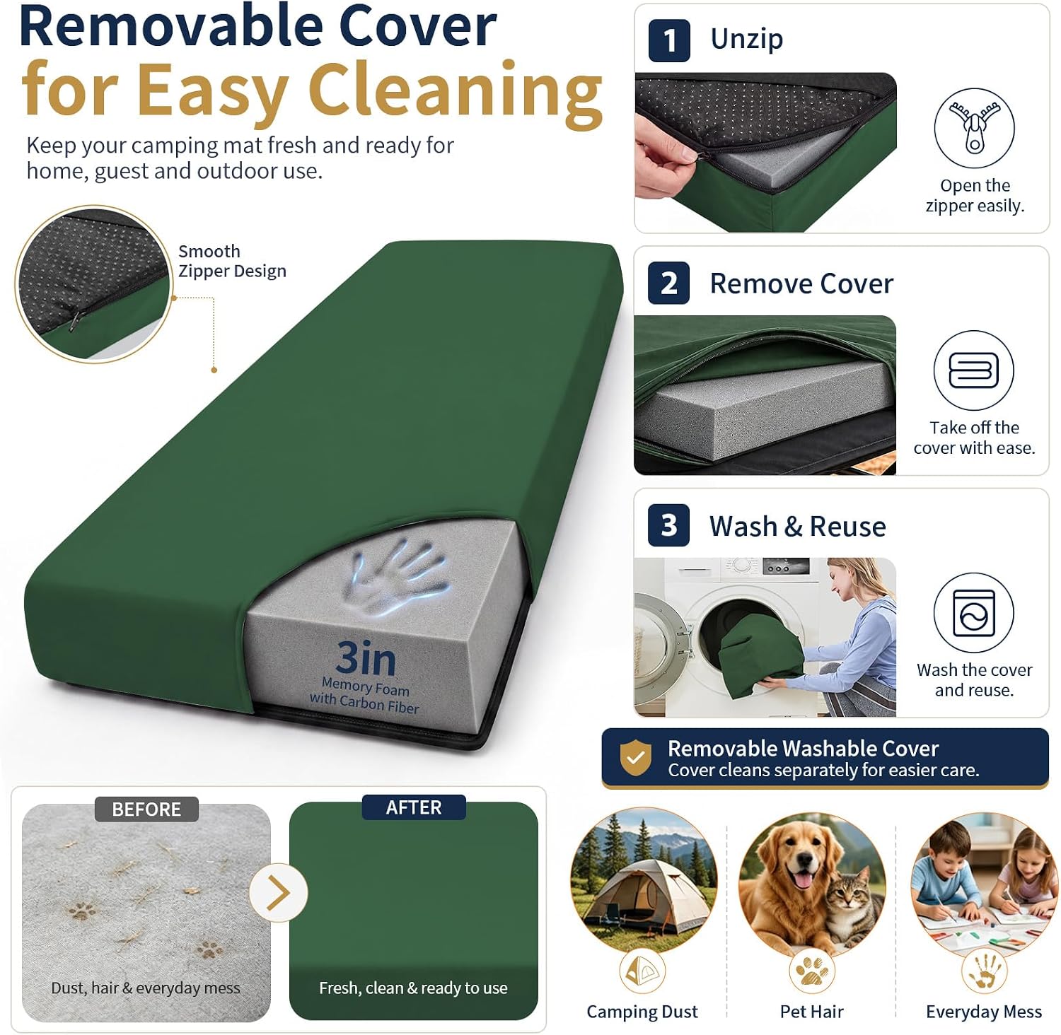 Thumbnail 6 de CYMULA Memory Foam Camping Mattress Pad