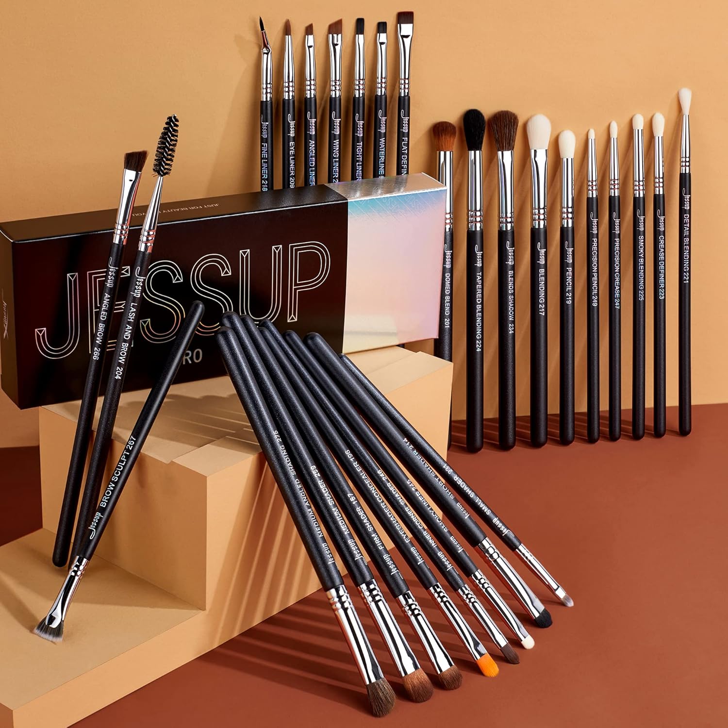Detalle 2 de Jessup Pinceaux Maquillage Yeux 28 pièces : fards, estompage, eyeliner et sourcils