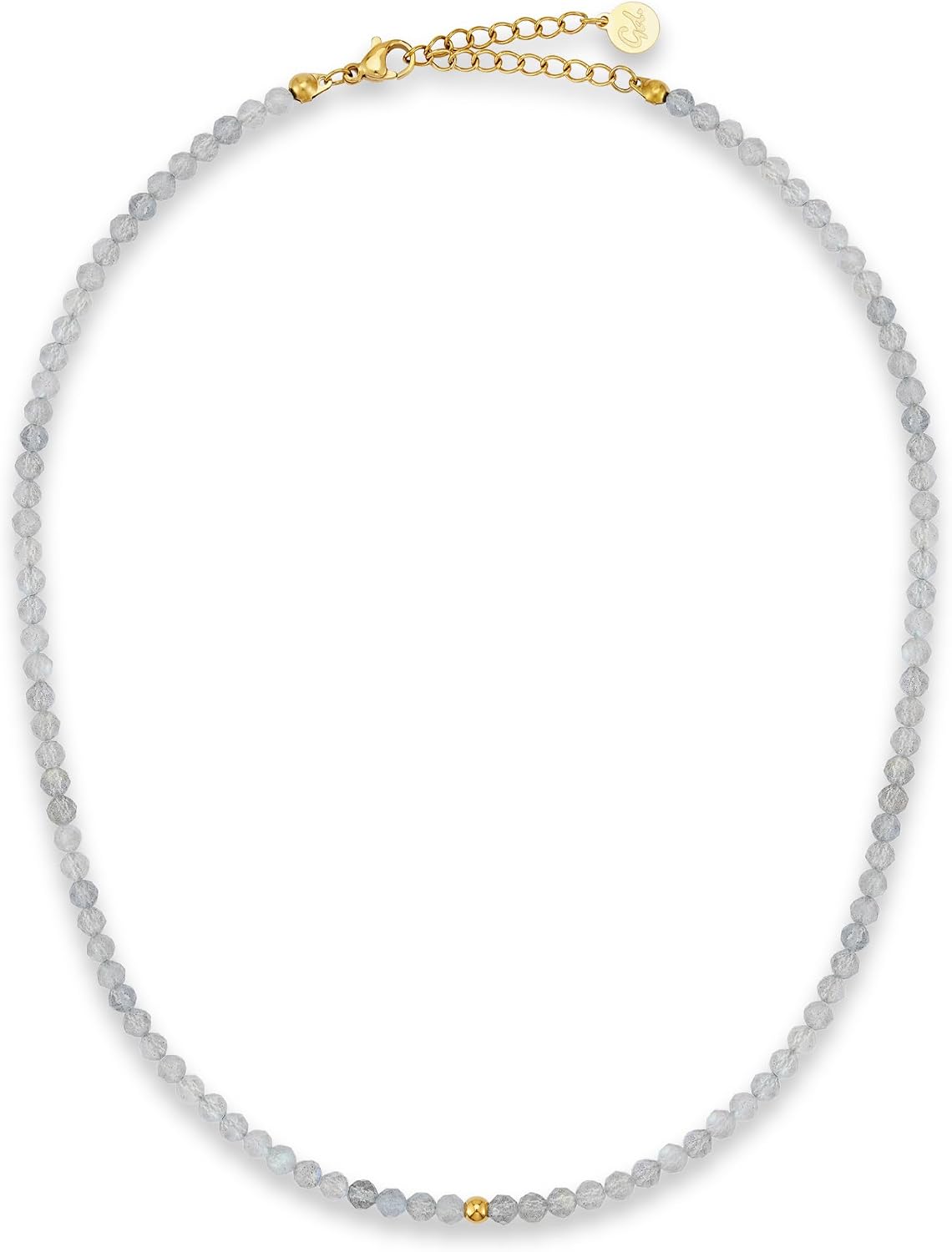 Thumbnail 6 de GD GOOD.designs natuurstenen ketting met 4 mm kralen, 18K verguld en verstelbaar