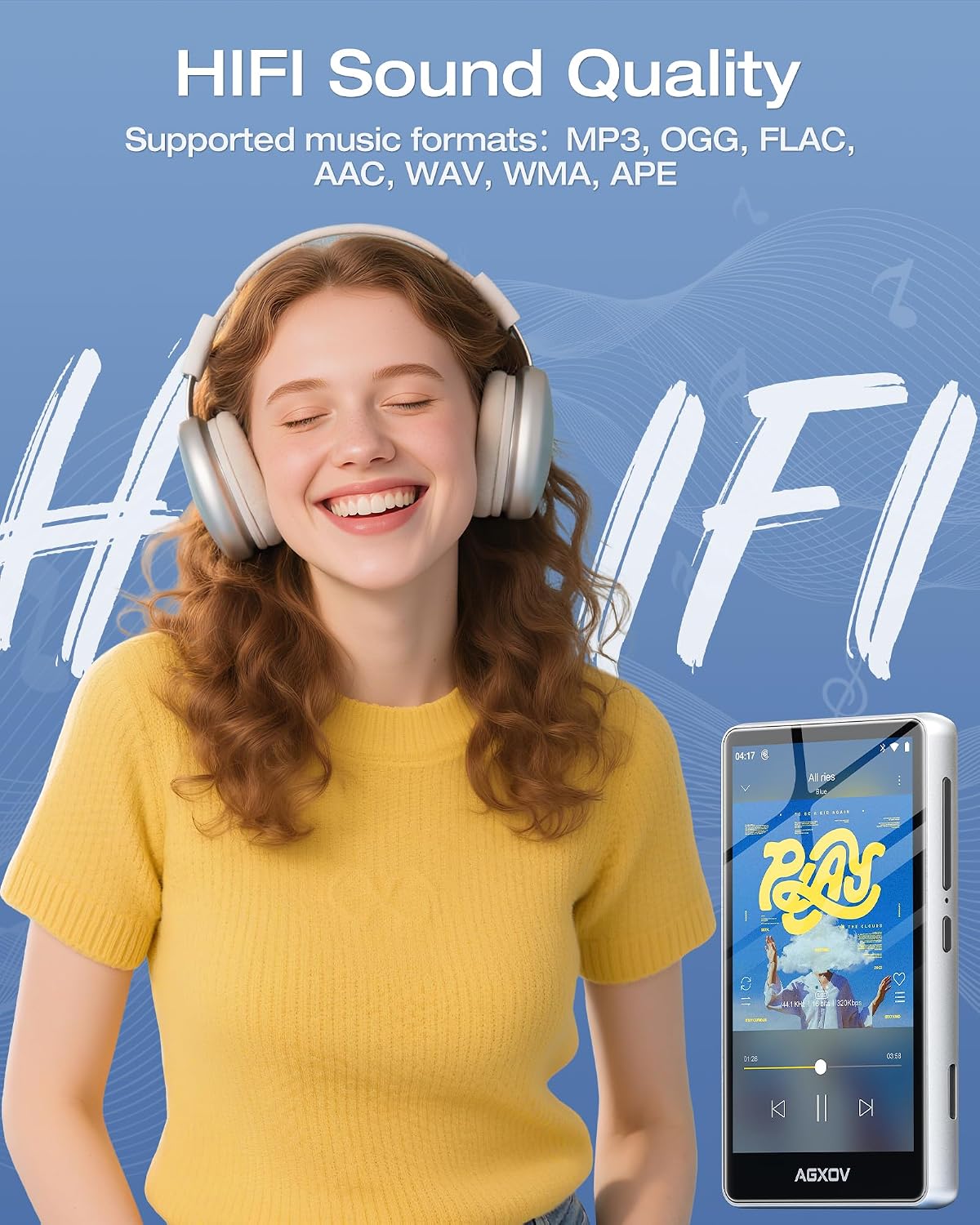 Thumbnail 4 de Lettore MP3 Spotify AGXOV 144 GB con Bluetooth e WiFi, Schermo touch 4,02'' – Silver