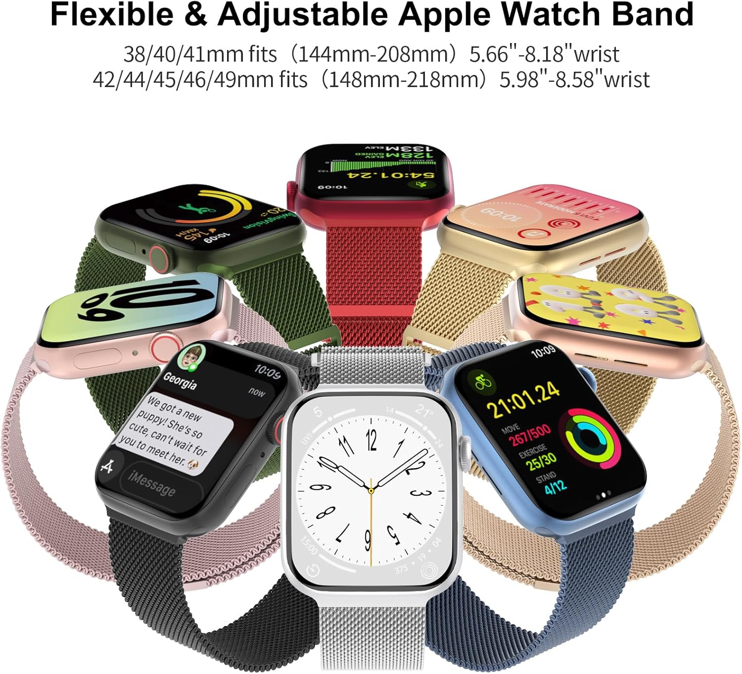 Thumbnail 3 de 3 Pack Mesh Metal Band for Apple Watch