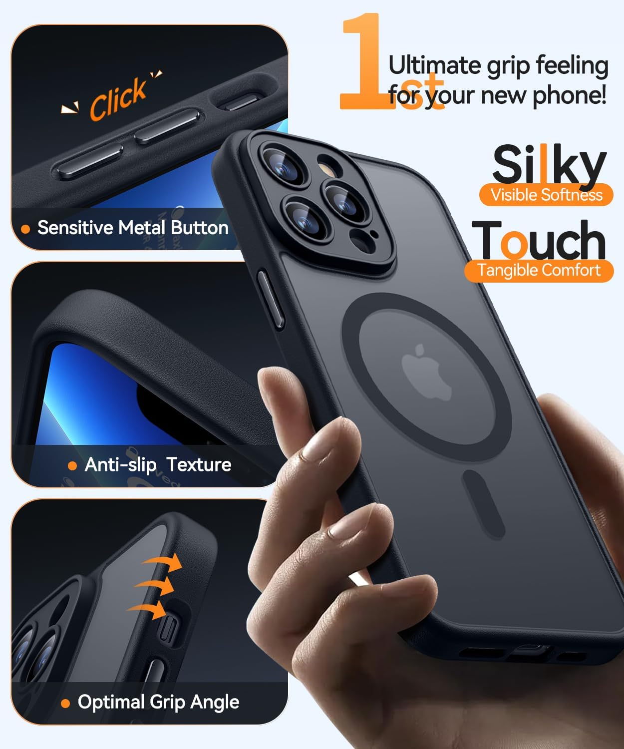 Thumbnail 4 de CANSHN Magnetic Case for iPhone 13 Pro Max (6.7”) with Full Camera Protection – Black, Translucent Matte