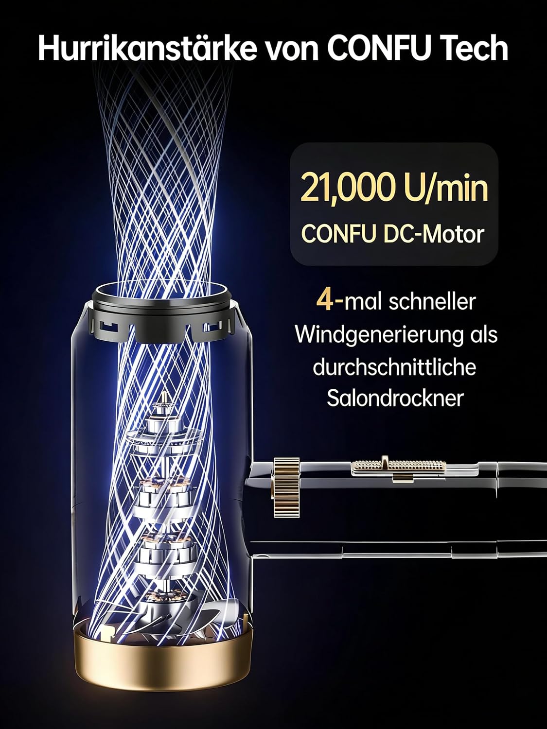 Detalle de Föhn Ionen Haartrockner 1800W mit Diffusor – kompakt, leicht und ideal für Reisen