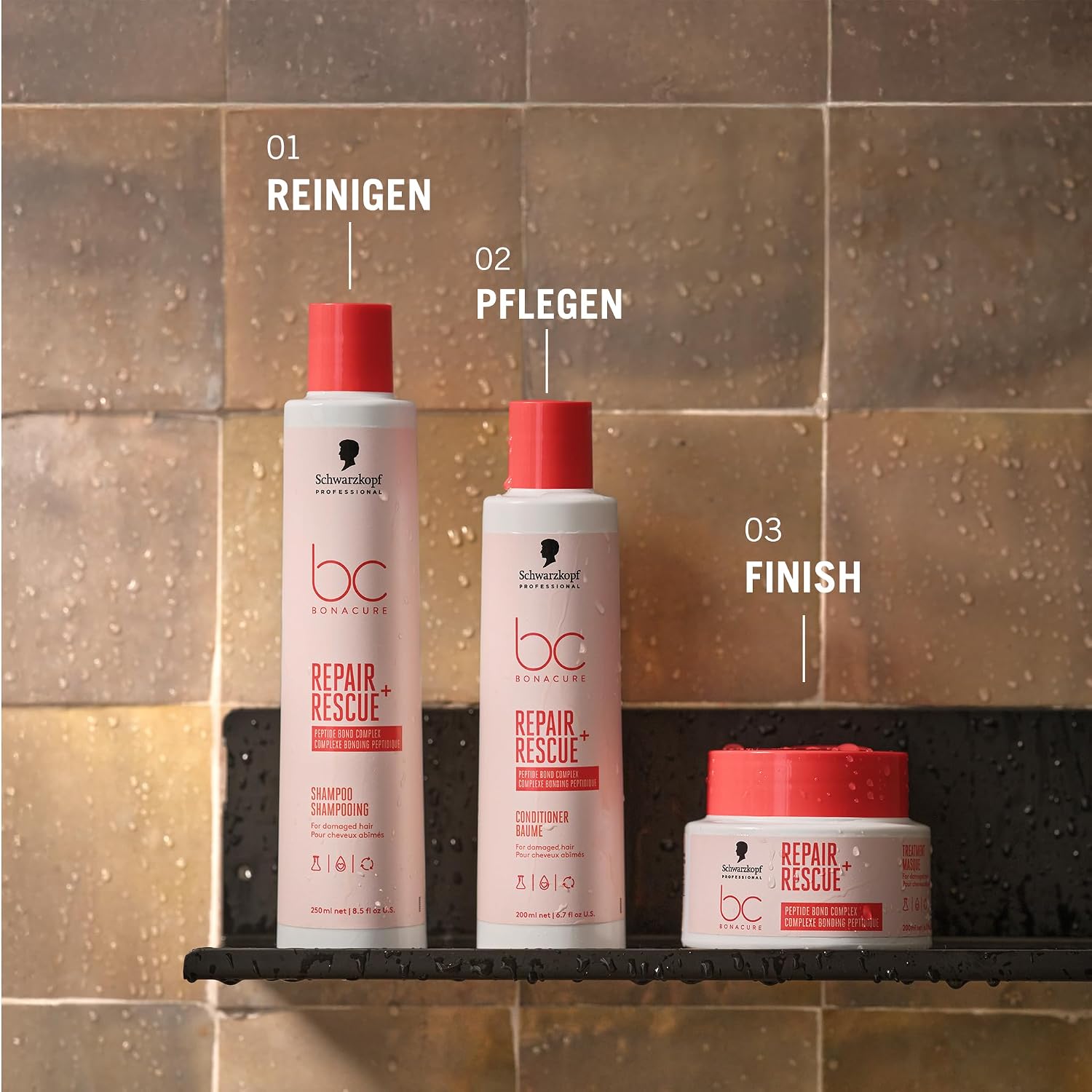 Thumbnail 4 de Schwarzkopf Professional Bonacure Repair Rescue Shampoo – veganes Pflege-Shampoo für strapaziertes Haar, 250 ml