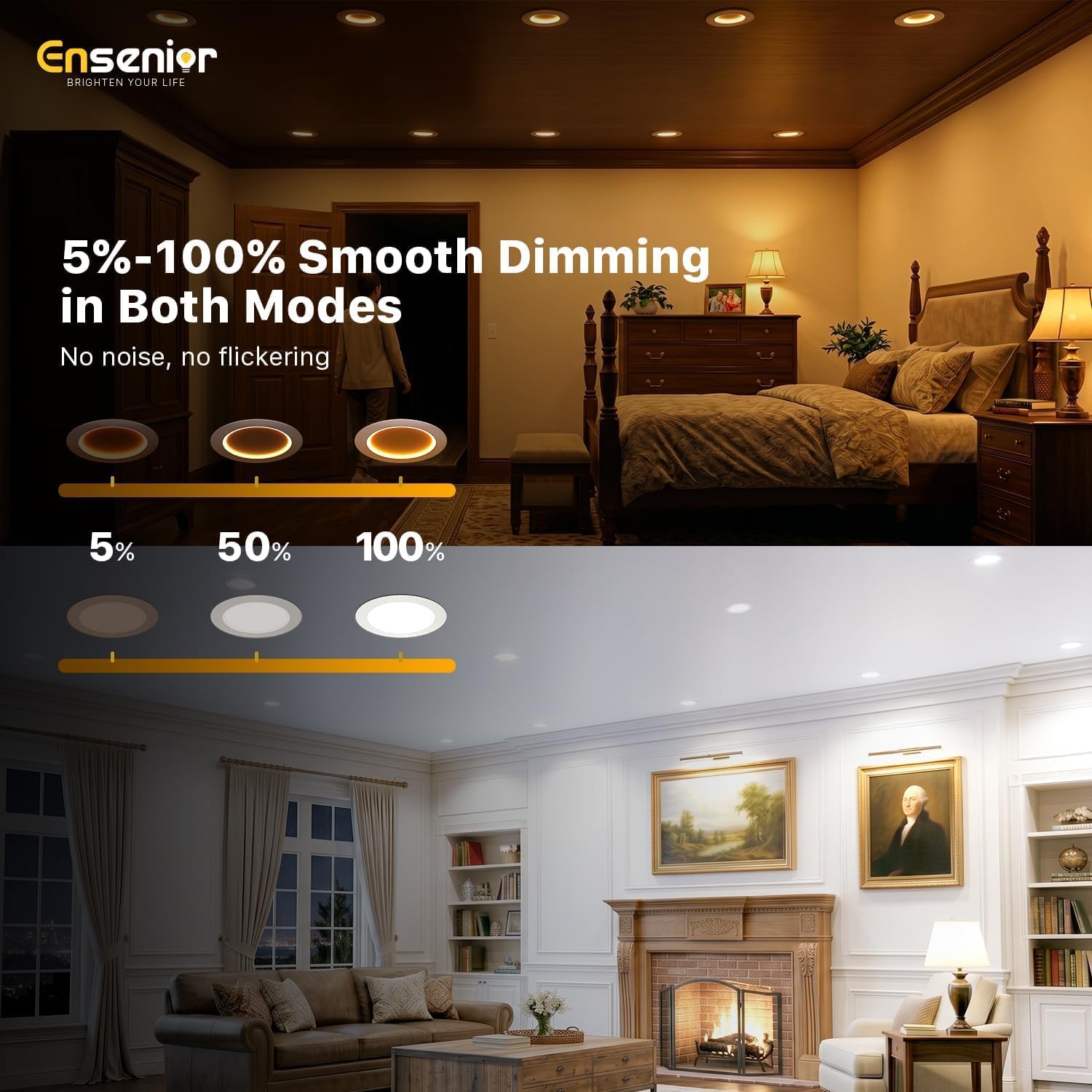 Detalle 1 de Ensenior 6-Pack 6-Inch LED Recessed Lights with 5CCT and Night Light