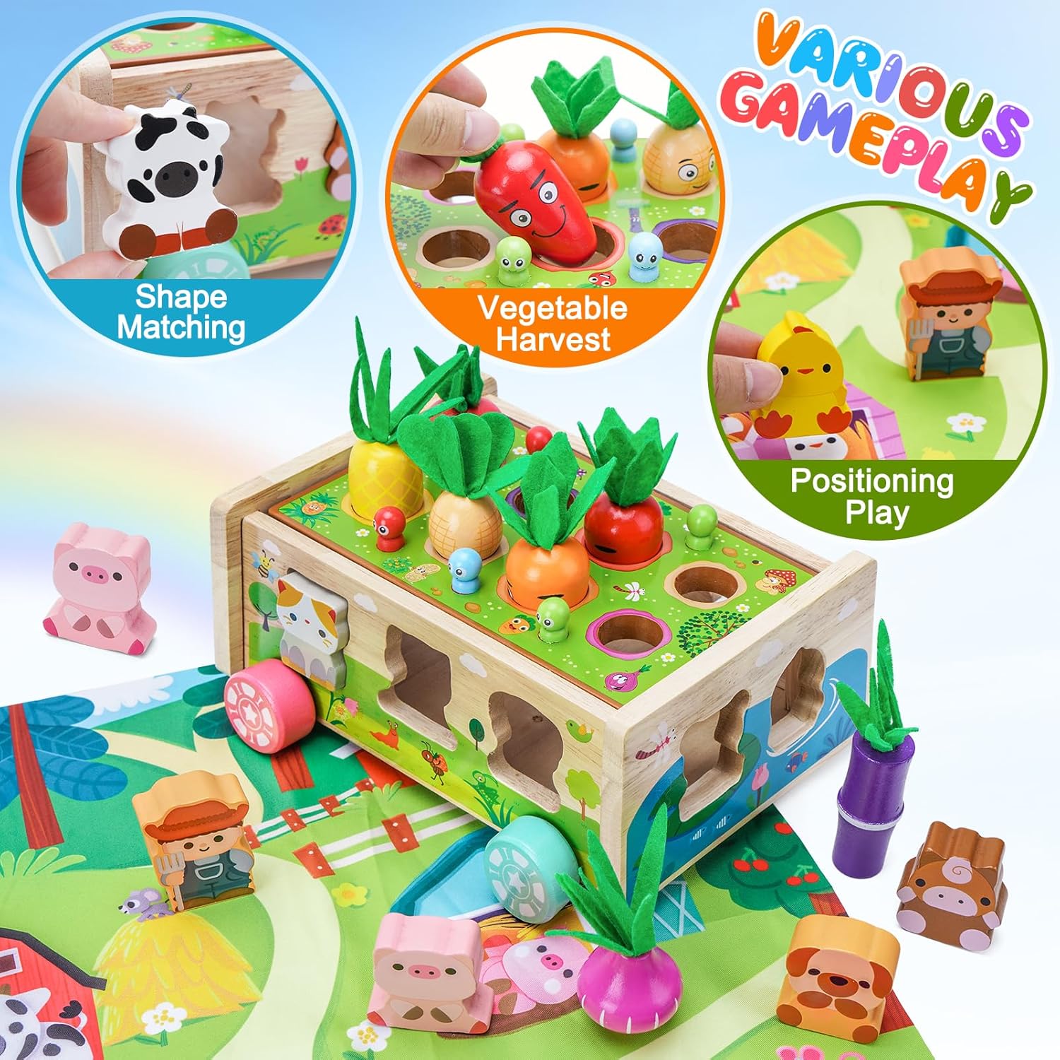 Detalle 2 de Montessori Wooden Farm Toys 12–18 months 🌳