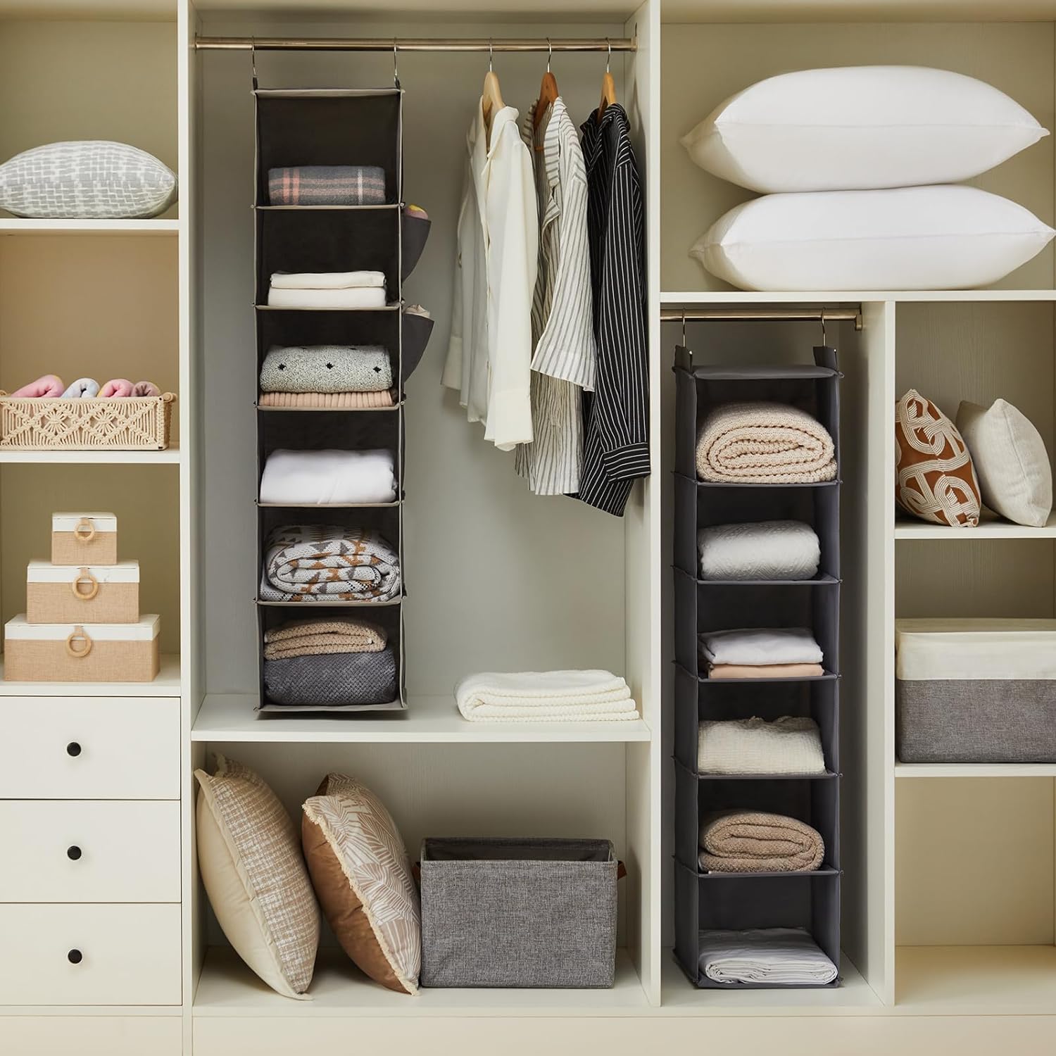 Detalle de YOUDENOVA organizer da appendere per armadio con 6 scomparti (6 mensole) e chiusura in velcro