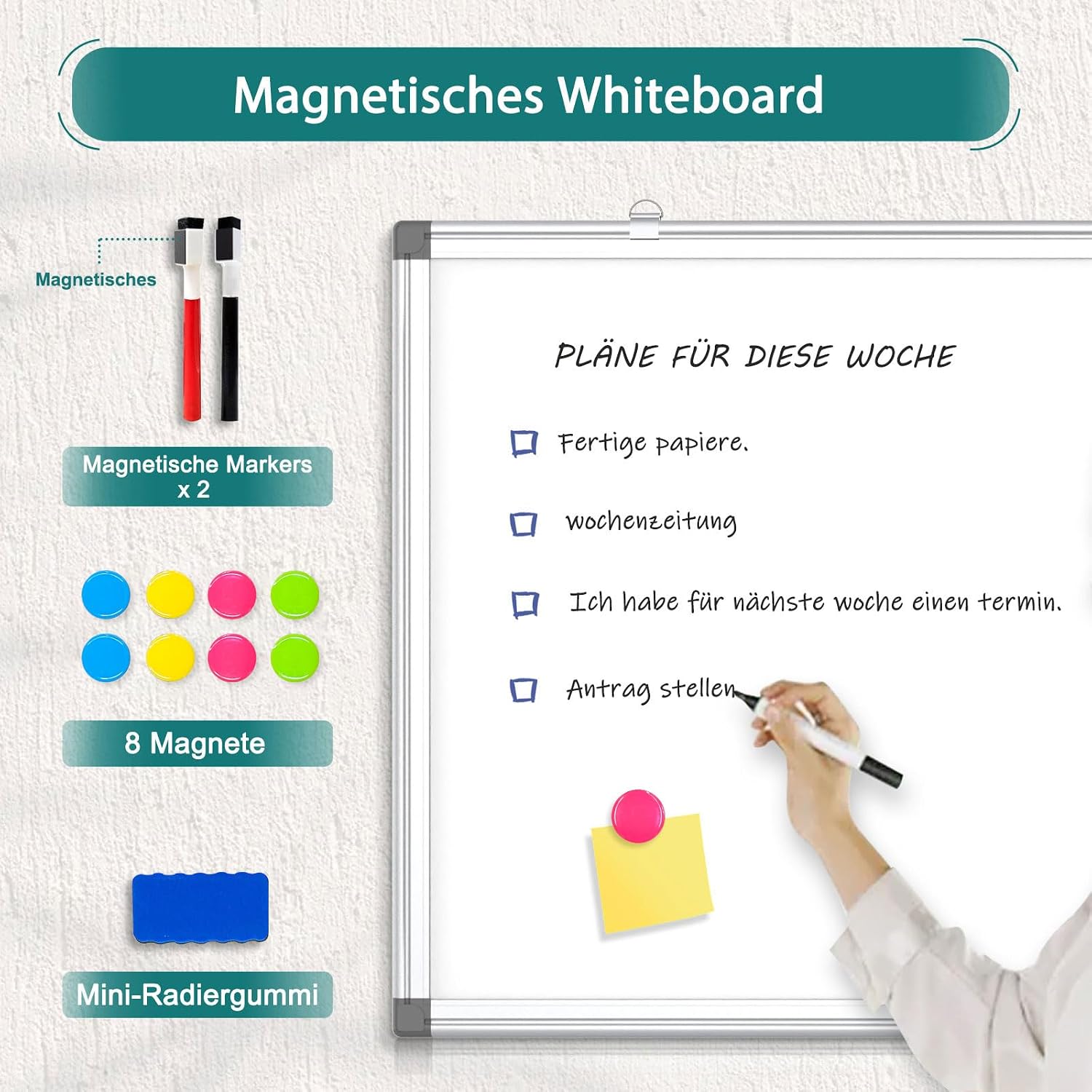 Detalle 2 de QUEENLINK Magnetisch Whiteboard 40x60 cm