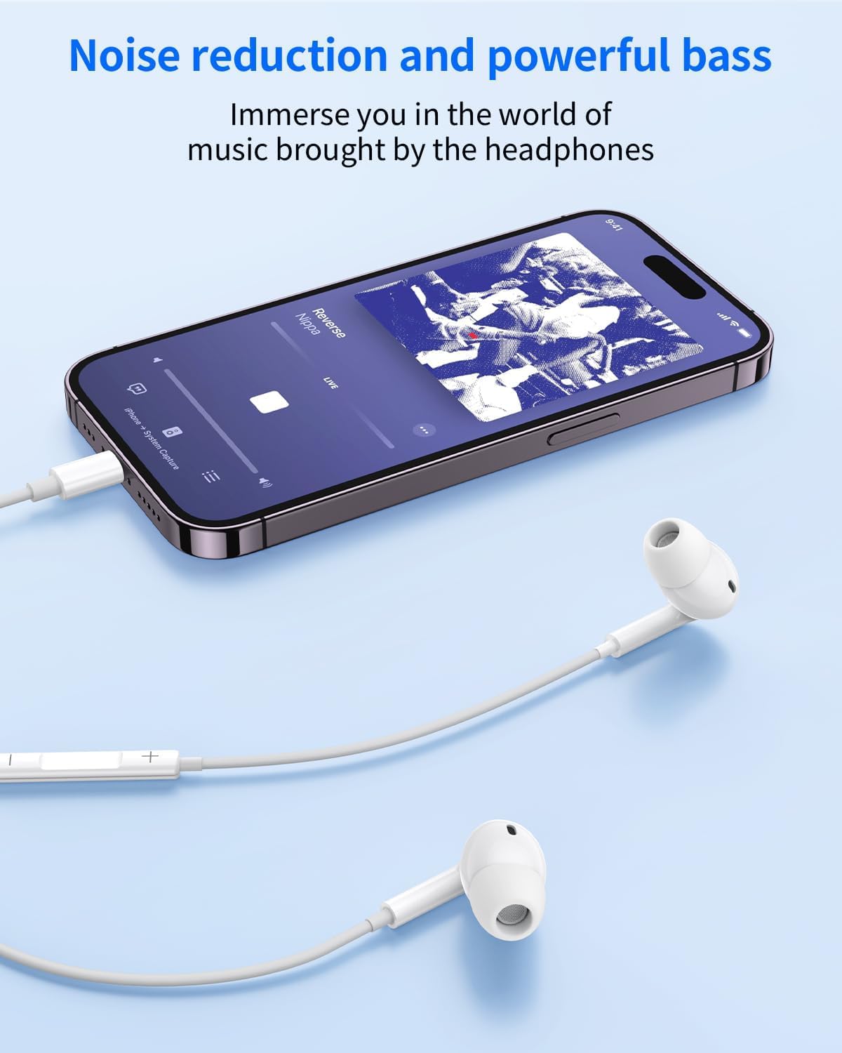 Thumbnail 2 de iPhone Headphones Wired with Lightning Connector (MFi Certified) – In-Ear Earphones with Built‑in Mic and Volume Control