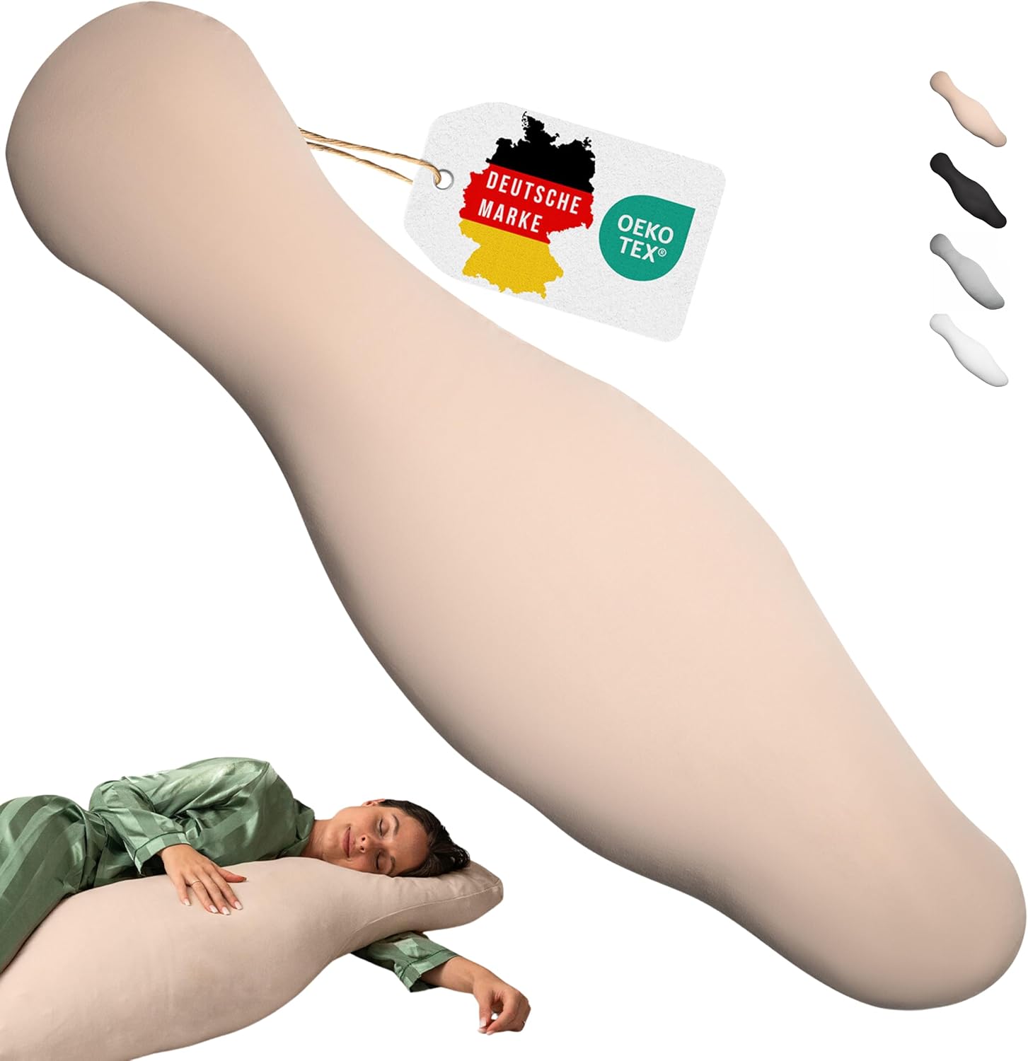 Imagen de Opanoli ergonomisches Seitenschläferkissen – 100% Baumwolle, Oeko-TEX, Beige en OfertitasTOP