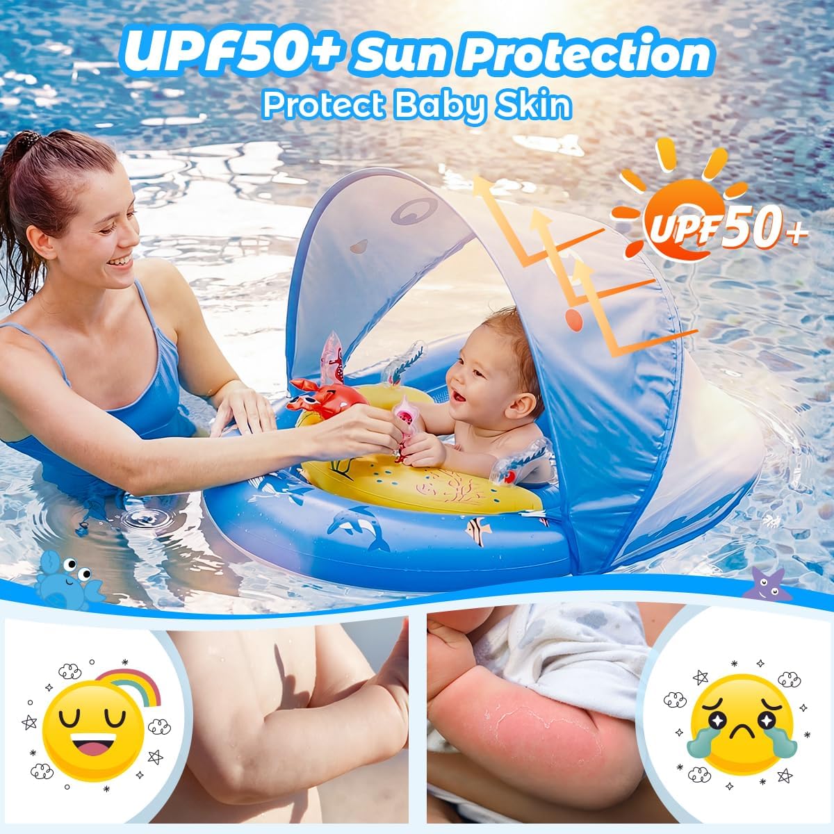 Thumbnail 2 de LAYCOL Baby Pool Float with Canopy (UPF50+) with 120° Adjustable Sun Protection