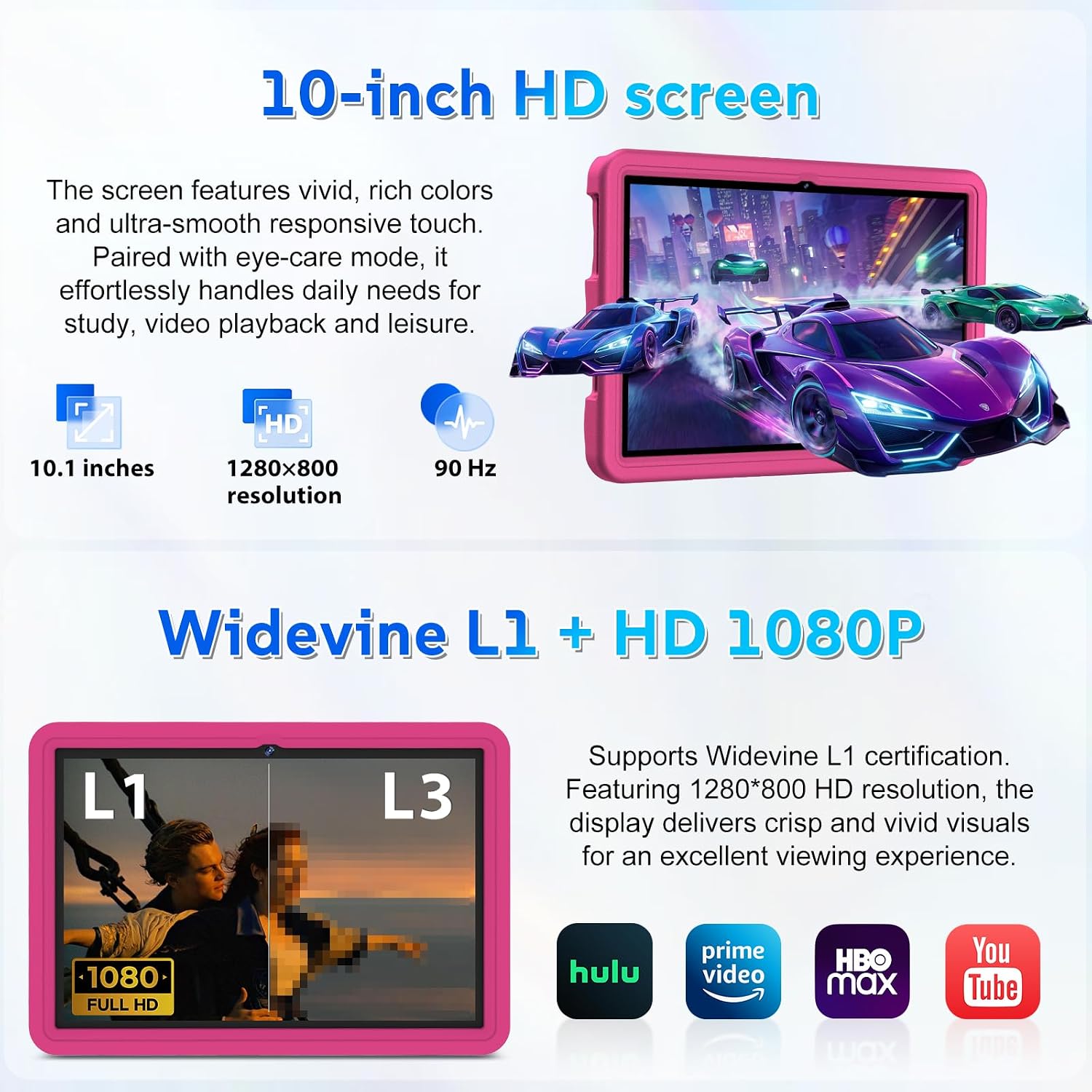 Detalle de DMOAO Tablet Bambini 10" - Android 15, 30 GB RAM, 64 GB ROM + espansione TF 2TB, custodia EVA e supporto 360°